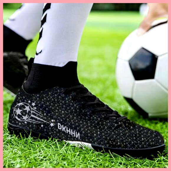 Men\'s High-Top Soccer Cleats Lace-Up Indoor TF Spikes Training Boots main image 5